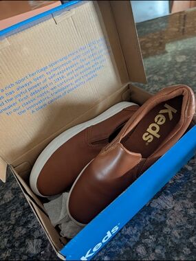 Keds Slip-On Sneakers in Brown with White Sole